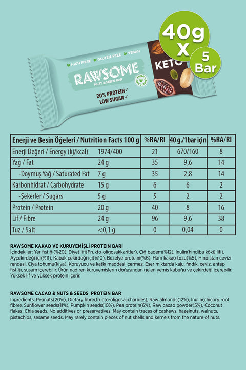 Ketojenik Kakaolu Protein bar (5 Adet)