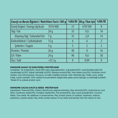 Ketojenik Kakaolu Protein Bar 40g X 5 Adet