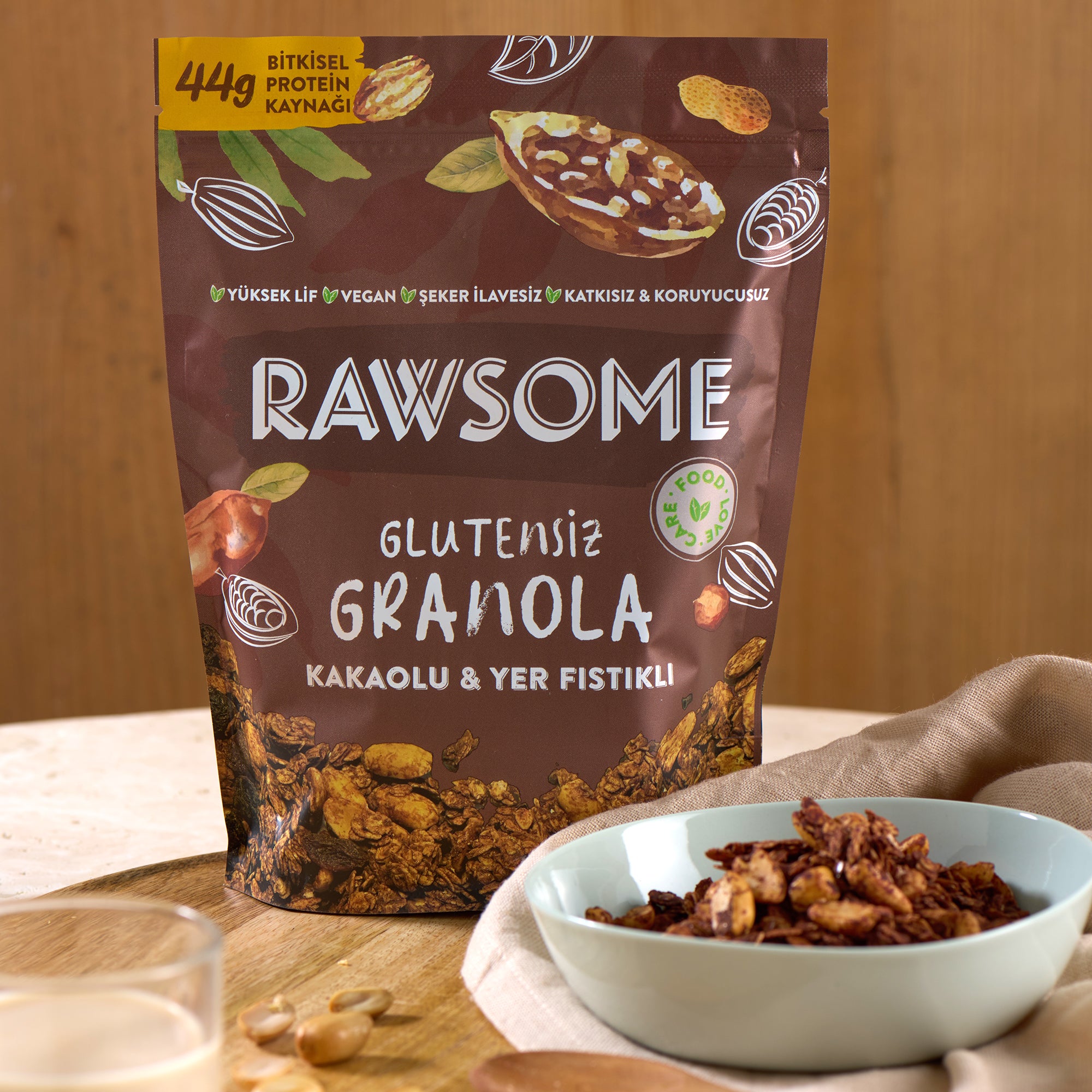 Glutensiz Yerfıstıklı Kakaolu Granola 250 g – Rawsome