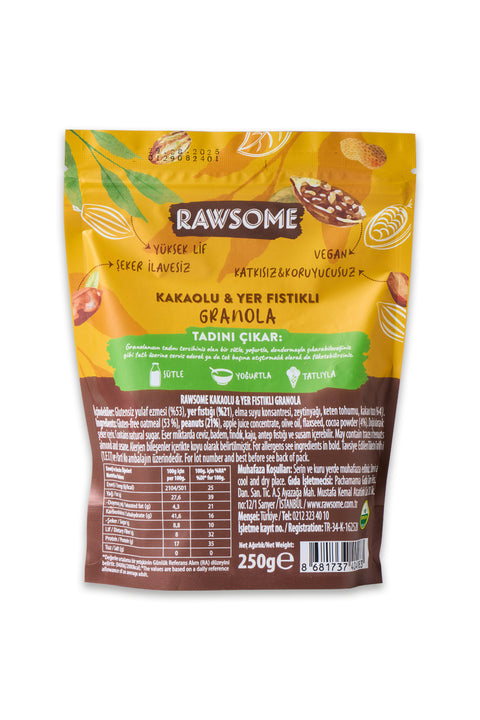 Glutensiz Yerfıstıklı Kakaolu Granola 250 g