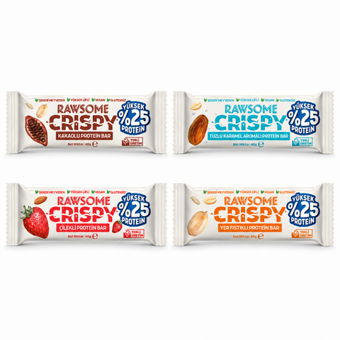 Rawsome Crispy 16'lı karışık paket - dört çeşit, doğru ambalaj oranları